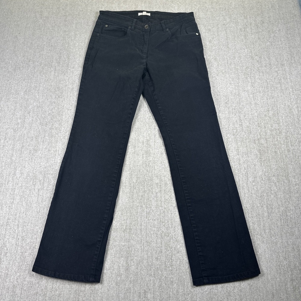 Eileen Fisher jeans Womens Size PS (4/6) Black High Waist Straight Ankle Cotton